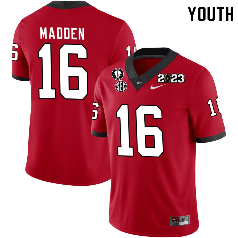 Georgia Bulldogs Youth C.J. Madden #16 Red 2022-23 CTP National Championship Stitched College UGA Football Jersey 23OI015DE